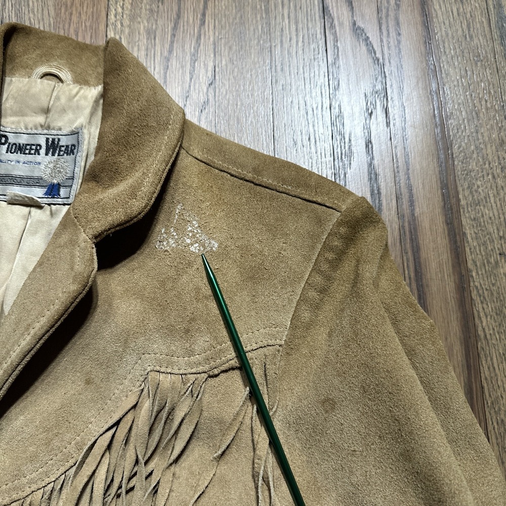 Pioneer Wear Suede Leather Fringe Jacket Vintage Western Ladies SZ 12 COWGIRL - Picture 8 of 16